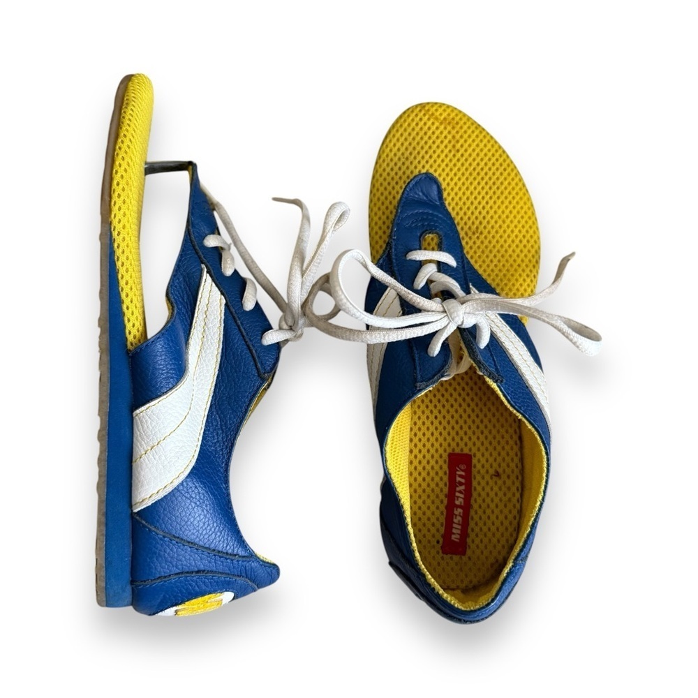 Miss Sixty Blue & Yellow Sneakers/Thongs Size 6.5